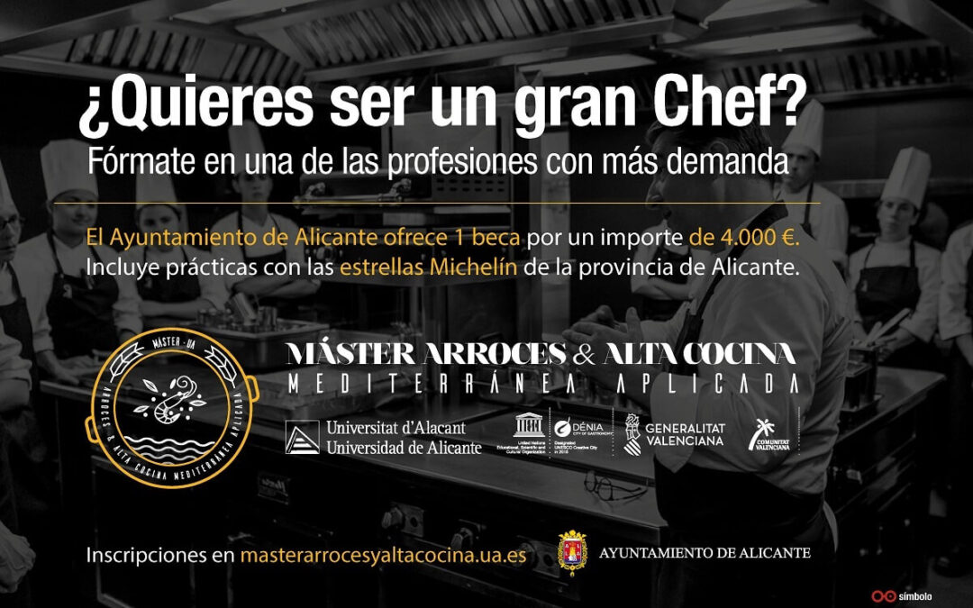 El Ayuntamiento ofrece una beca de 4.000 euros para la línea de investigación en el Máster Arroces y Alta Cocina Mediterránea Aplicada de la UA