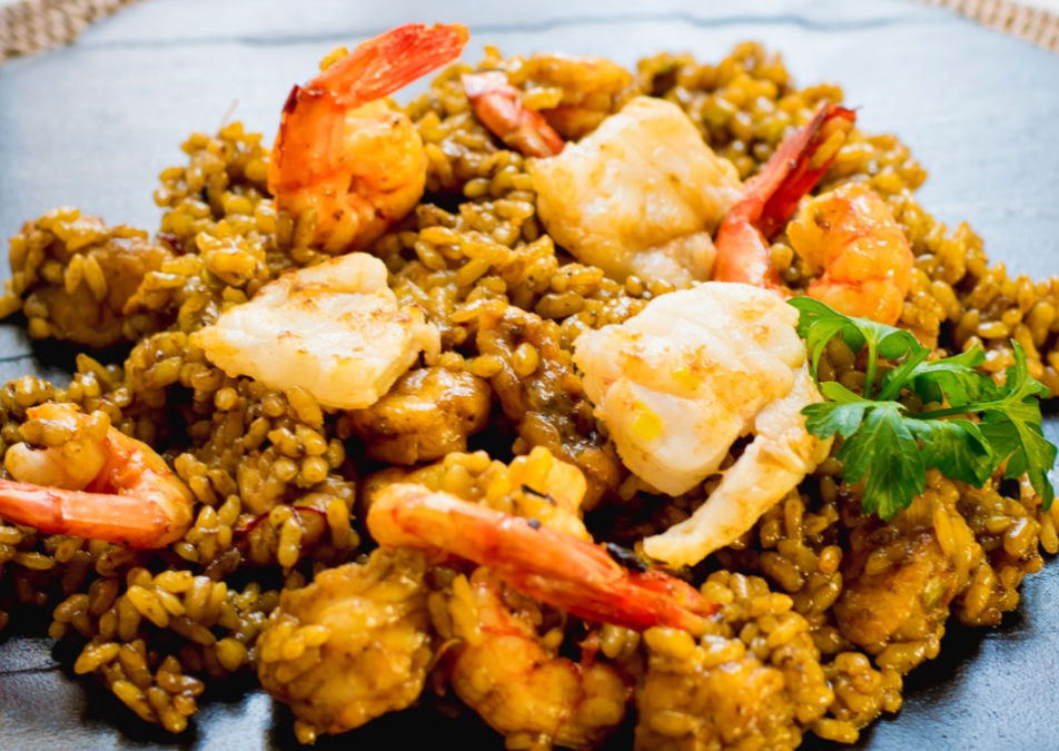 Recipe of Rice with monkfish and red prawn. Alicante City of Rice